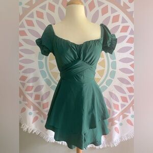 Silky Emerald Green Dress Romper